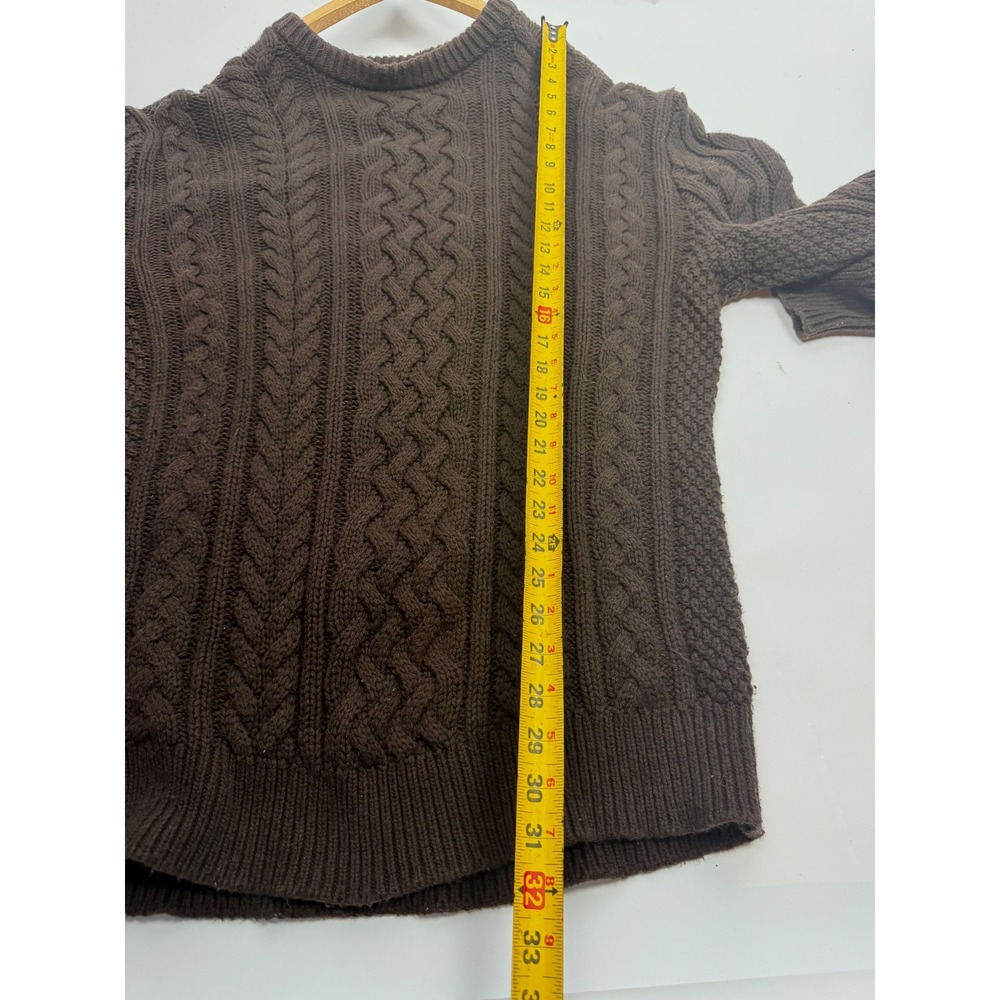 Dark Academia Brown Cable Knit Oversized Sweater Gap Large Tall - Picture 7 of 7